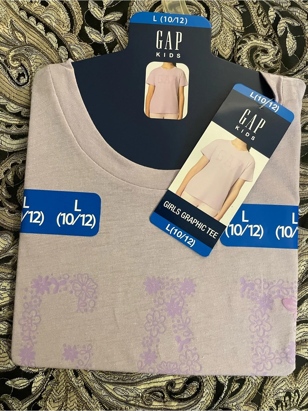 GAP Lavender Floral Logo Tee - L (10/12)